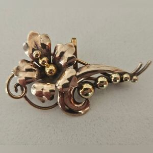 Antique A&Z 1905 12k Rose Gold Filled On Silver Beaded Flower Brooch